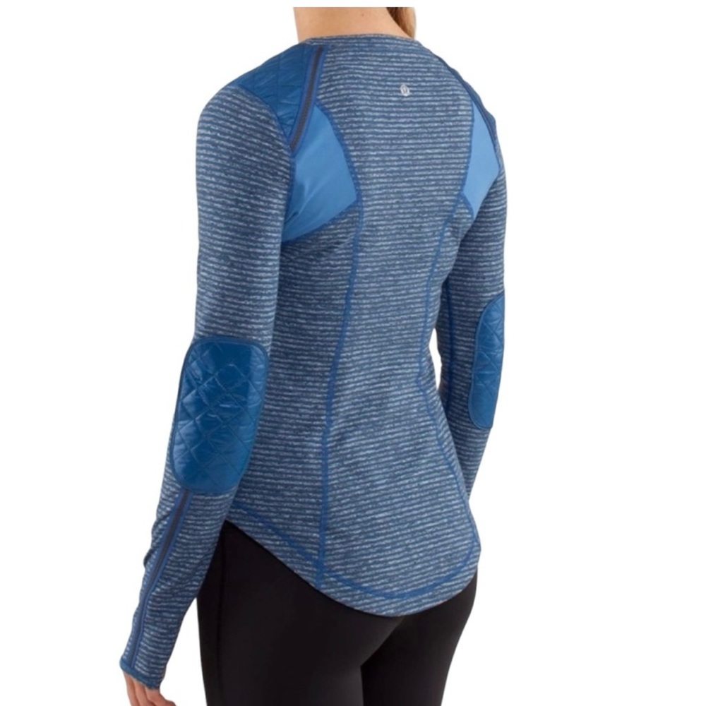 RARE: Lululemon Run: Ice Queen Long Sleeve Slope Stripe Limitless Blue Size 2